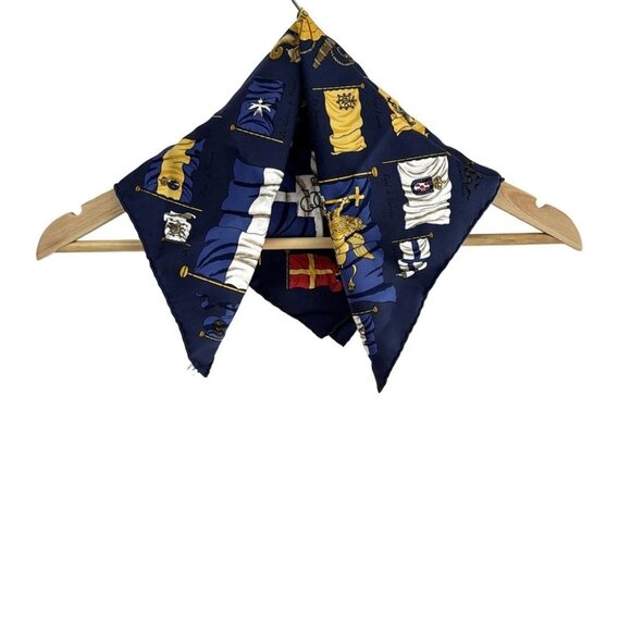 Auth HERMES Petit Carre - Navy Yellow Multi Scarf - Picture 1 of 4